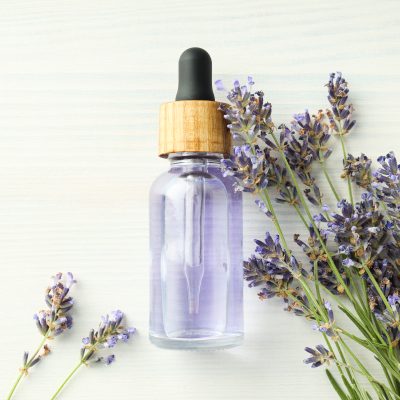 Concept of skin and face care, lavender cosmetic